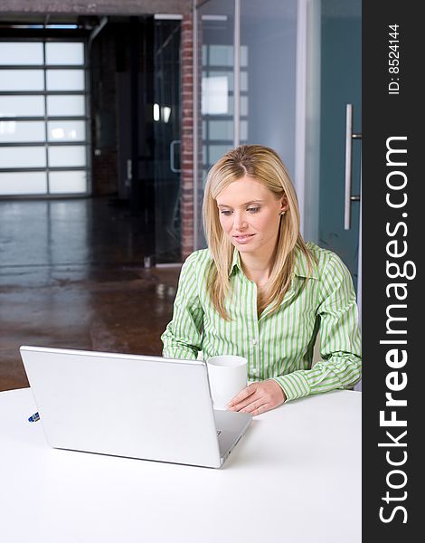 Business woman at her desk in a modern office