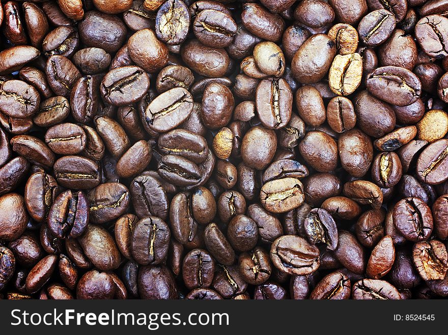 Heap Of Coffee Beans As Background.