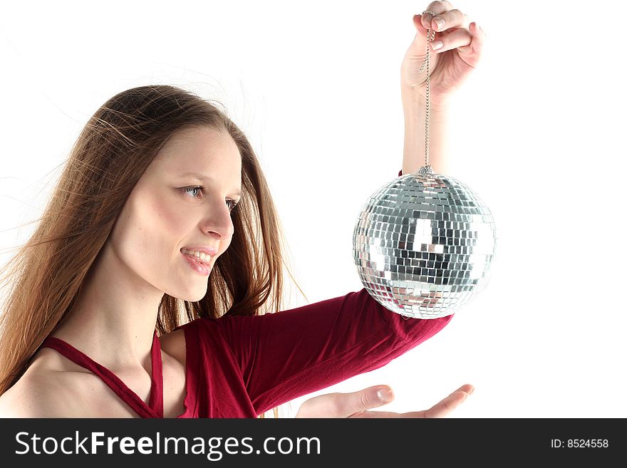 Young woman with Glass sphere