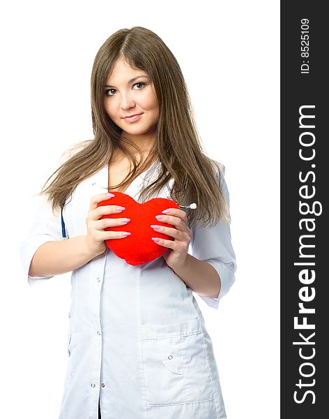 Cardiologist with a heart shaped pillow