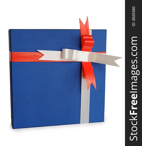 Blue gift box isolated on white