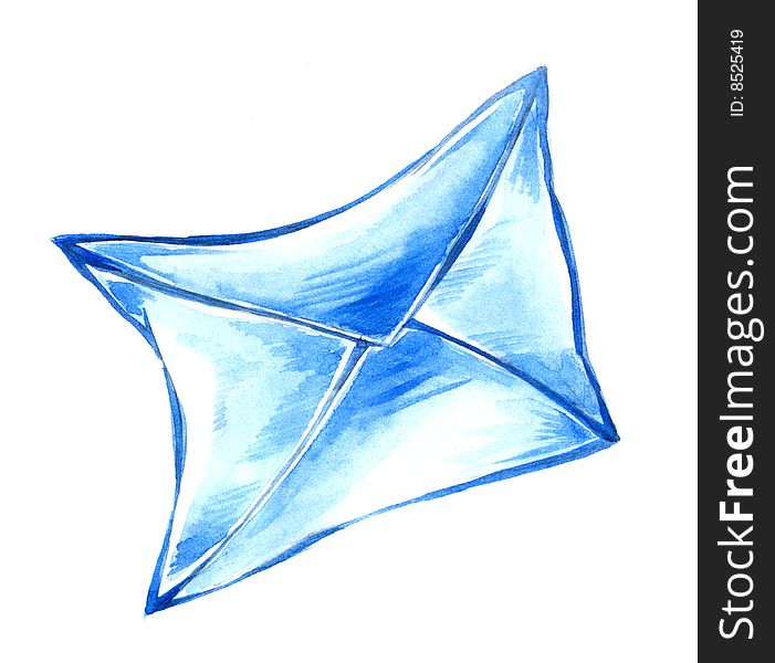 Drawing Of Blue Paper Envelope