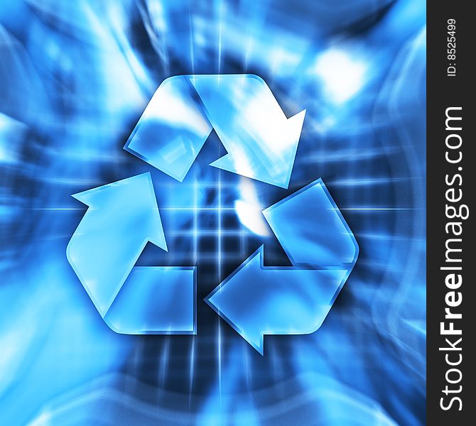 Blue recycling symbol conceptual illustration