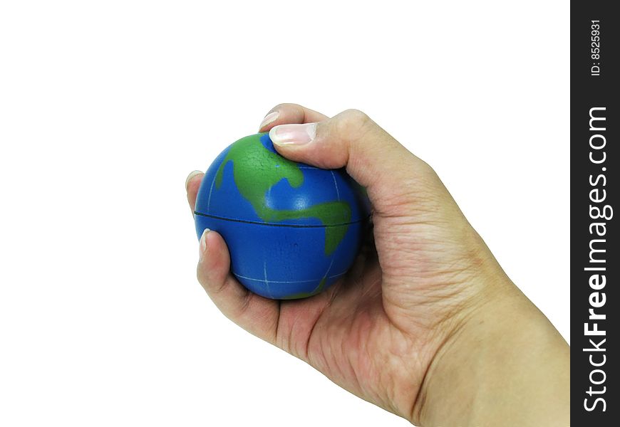 Getting a firm grip of the earth (toy earth). Getting a firm grip of the earth (toy earth).