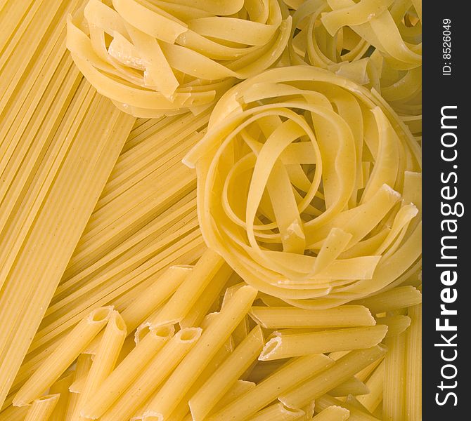 Various shapes of pasta background