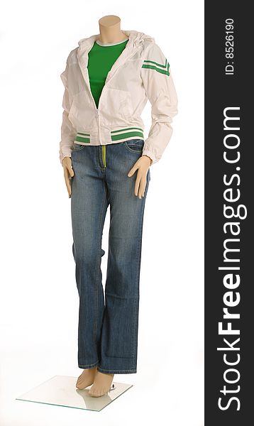 Dummy in fashion jeans jacket and trousers