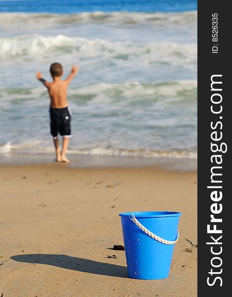 Boy plays on the beach. Boy plays on the beach