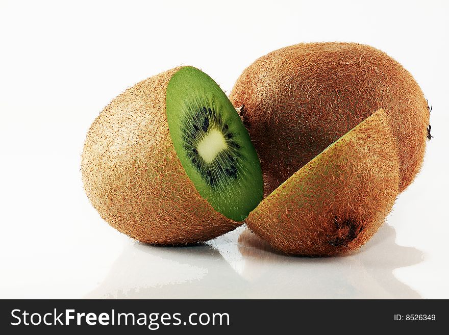 Kiwi fruit on white background