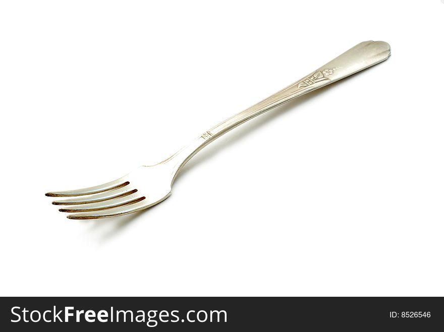 Silver fork isolated on white