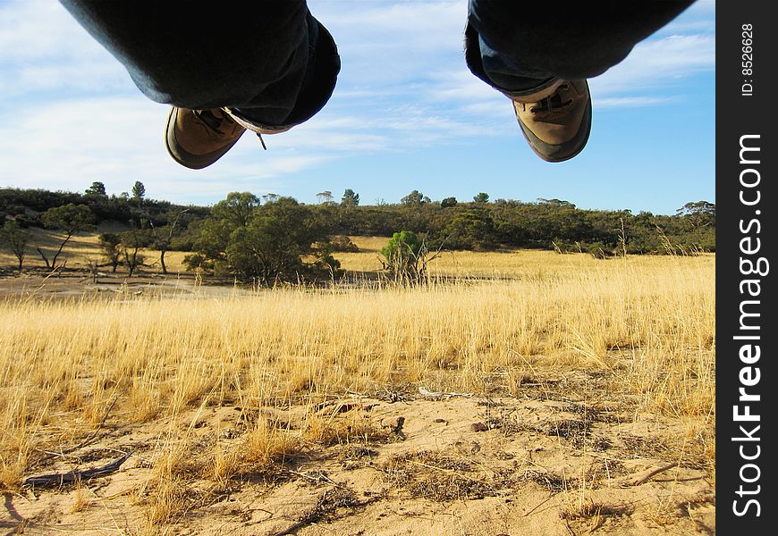 A womanâ€™s legs above the Mallee Desert (Australia). A womanâ€™s legs above the Mallee Desert (Australia)