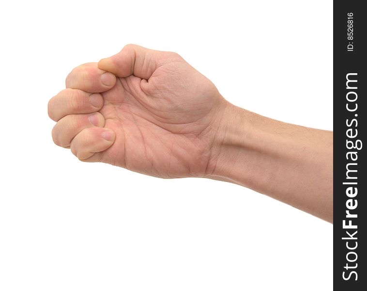 Man's fist isolated on a white background.