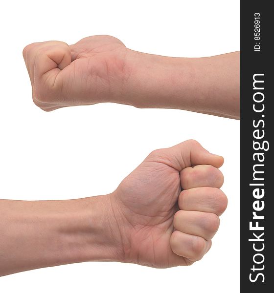 Man's fist isolated on a white background.