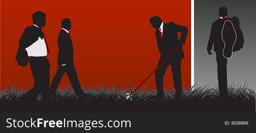 Businessman vector illustration, white, black and red