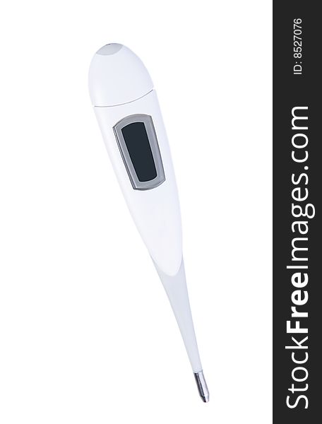Digital thermometer on white background