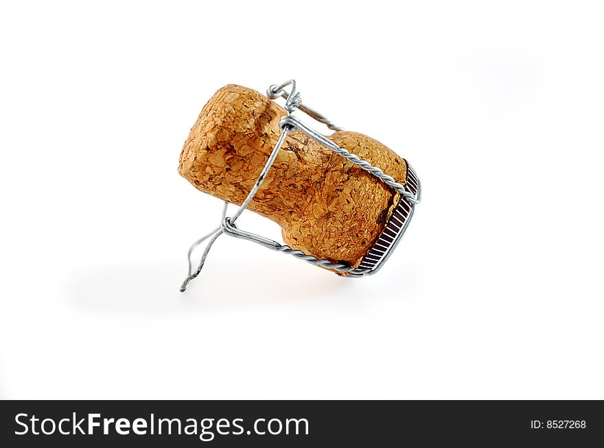 Champagne Cork Isolated Over White.