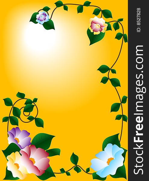 Flower and curl decorate, background vector
