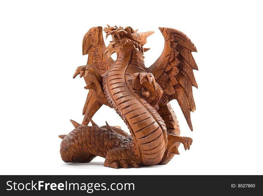 Indonesian  Wooden dragon isolated on white