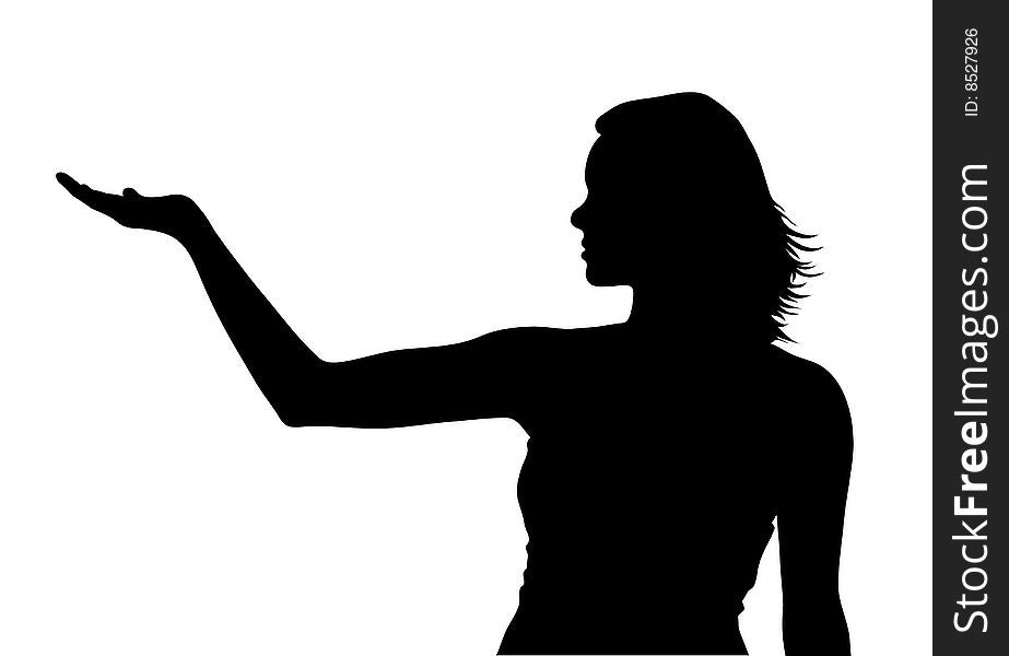 Black silhouette girl on white background