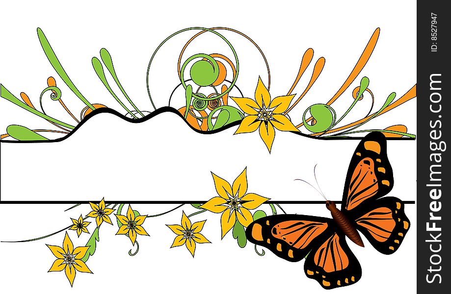 Butterfly and flower, background vector
