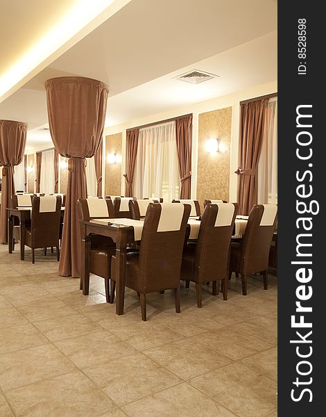 Modern restaurant empty in brown elegant style. Modern restaurant empty in brown elegant style