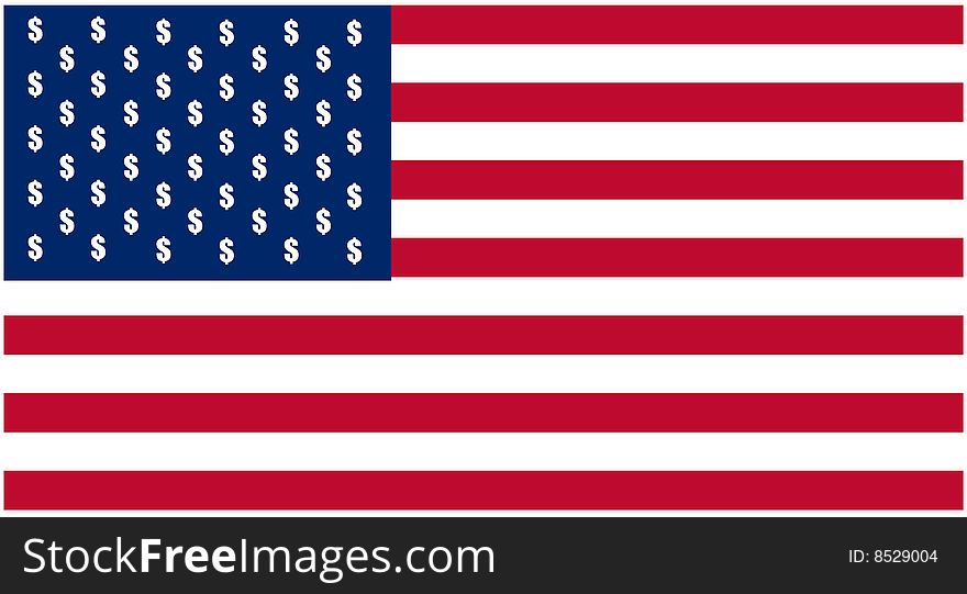 Dollar sign as stars and stripes. Dollar sign as stars and stripes