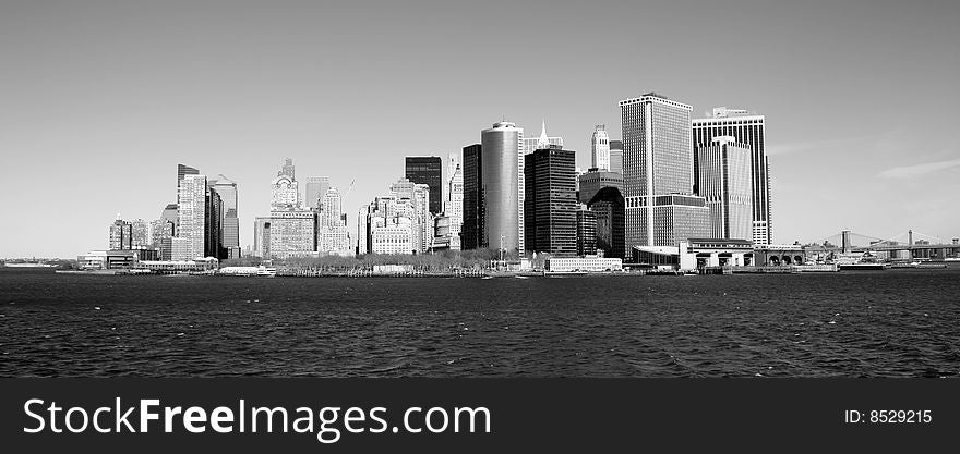 The skyscraper skyline along Hudson river in New York City. The skyscraper skyline along Hudson river in New York City