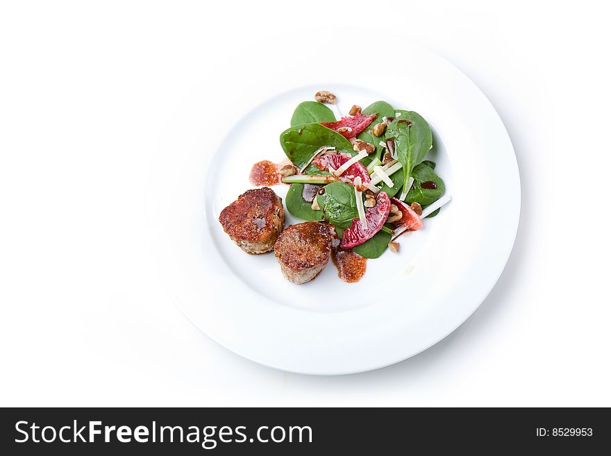 Pork Tenderloin Medallions with Spinach, Blood Orange, and Fennel Salad