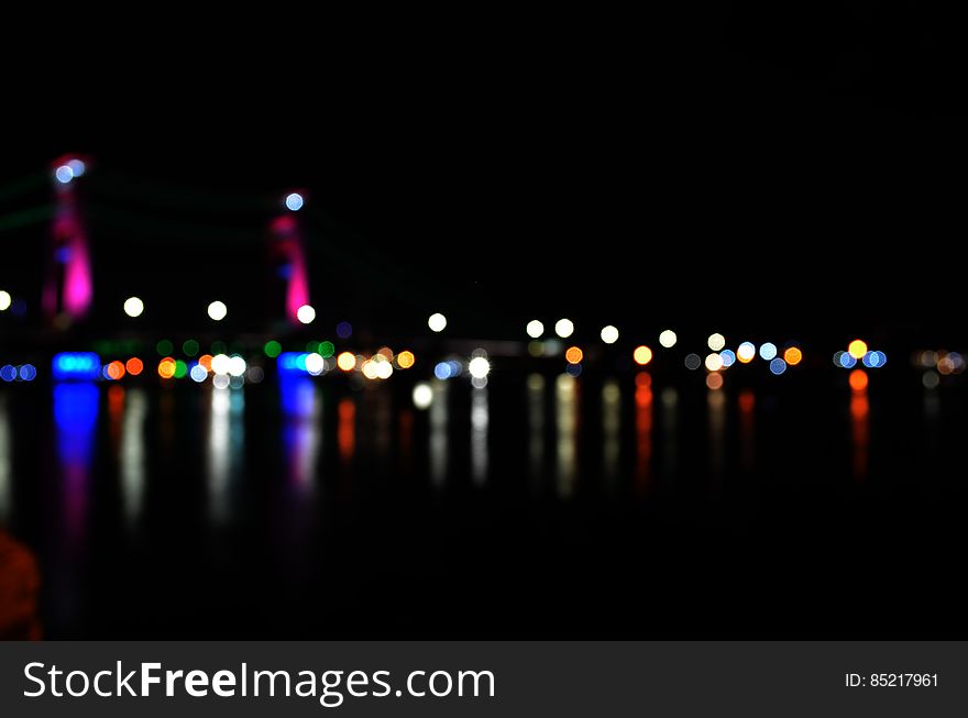 Defocused Image of Illuminated Lights at Night