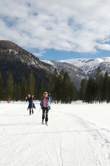 Senior Couple Doing Crosscountry Skiing Stock Images Senior Couple Doing Crosscountry Skiing Stock Images