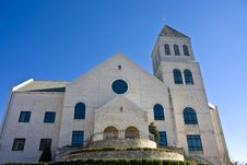 White Brick Church On Blue Stock Photos White Brick Church On Blue Stock Photos
