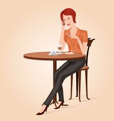 Girl At Cafe Royalty Free Stock Images