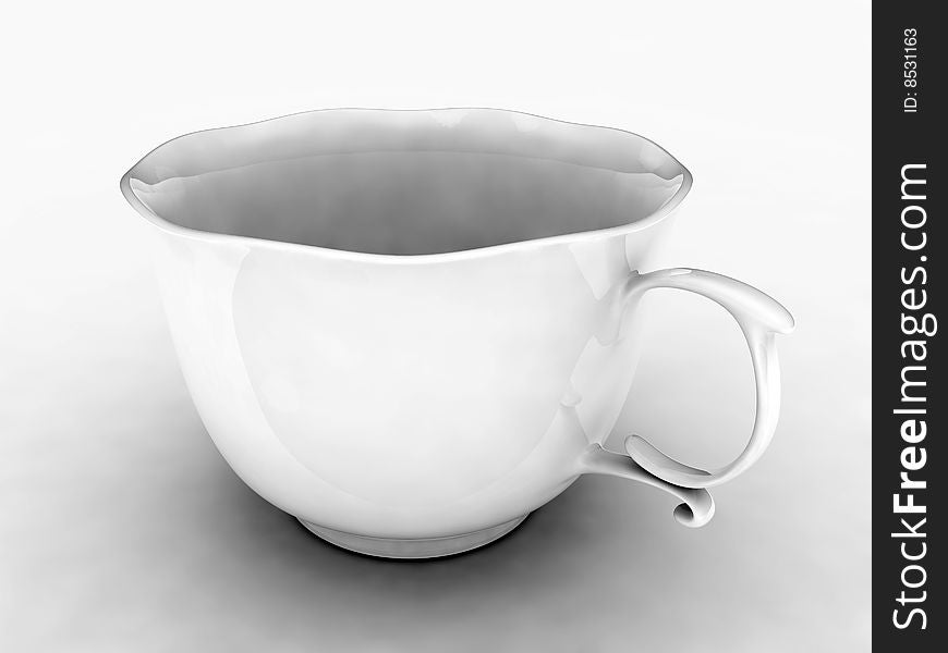 White cup on the white background