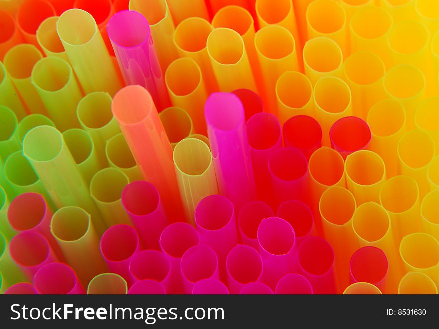 Close-up of colored drinking straws for backgrounds