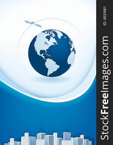 Abstract business background with globe and city. Abstract business background with globe and city