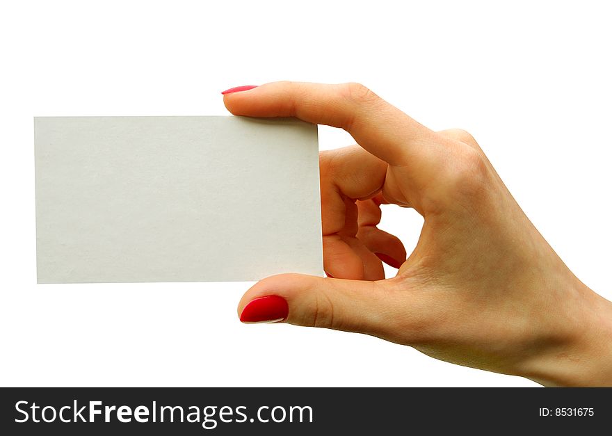 A card blank in a hand