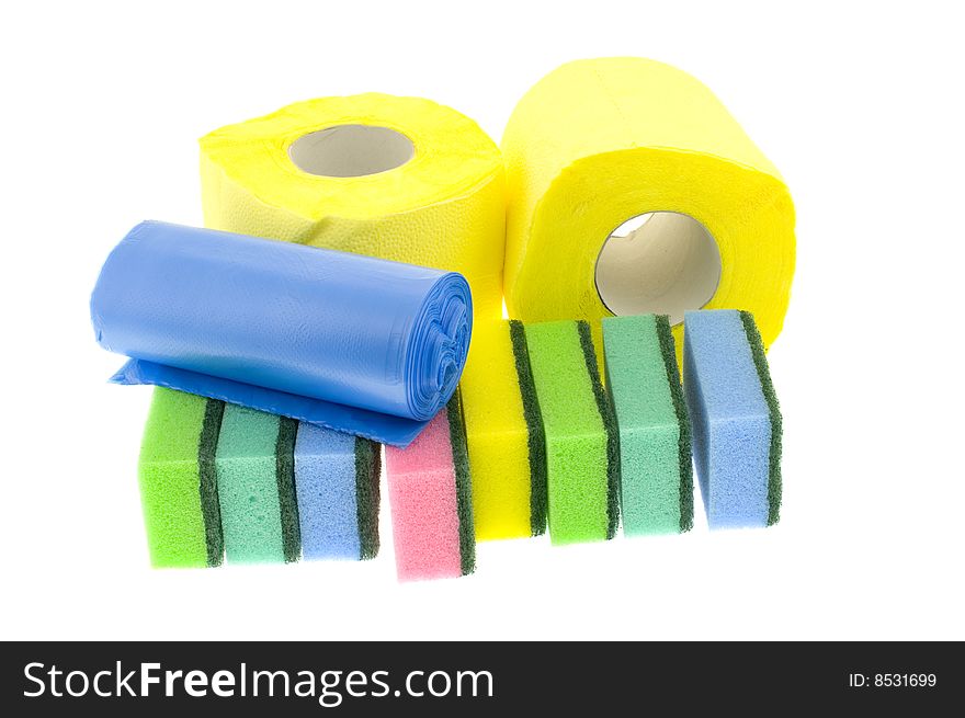 Subjects of domestic hygiene isolated on a white background