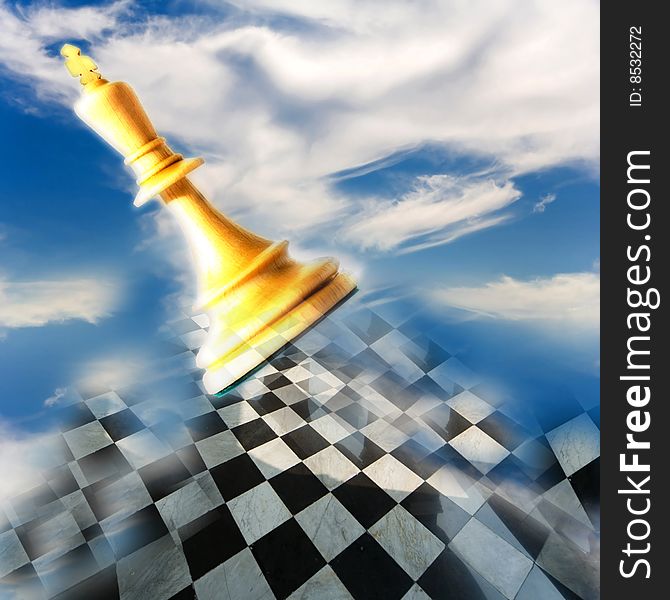 Chess composition on sky background