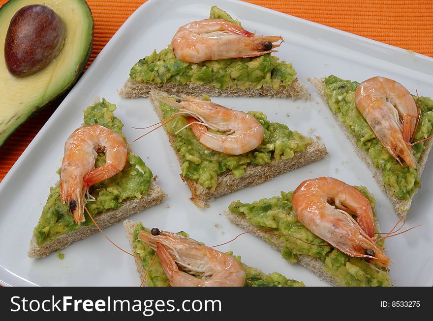 Sandwich With Avocado And Seafood