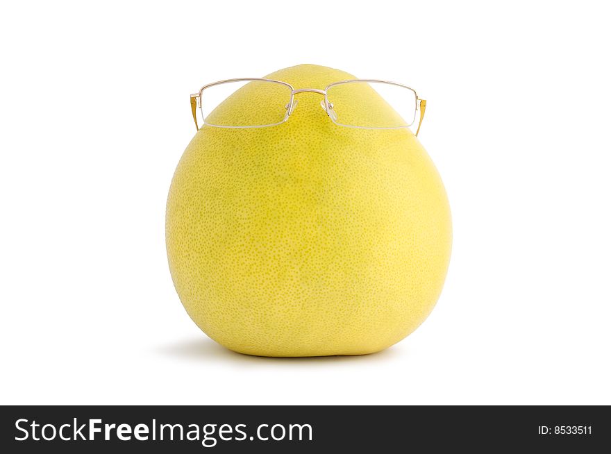 Yellow pummelo with spectacles. 
It's like VIP or bureaucrat. Yellow pummelo with spectacles. 
It's like VIP or bureaucrat.