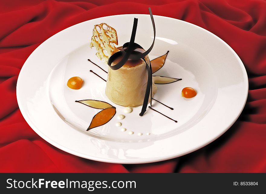 A delicious dessert on a white plate