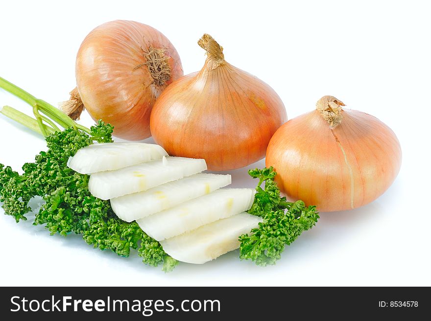 Three Onions With Parsley