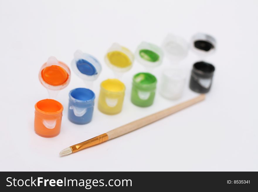 Paints on a white background