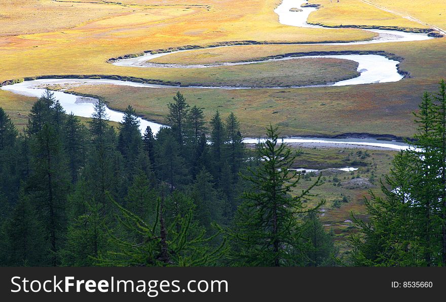 Stream between pastures and forests. Stream between pastures and forests