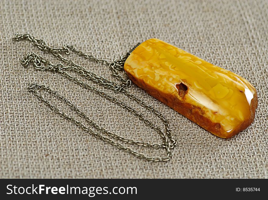 Amber necklace and metal  chain