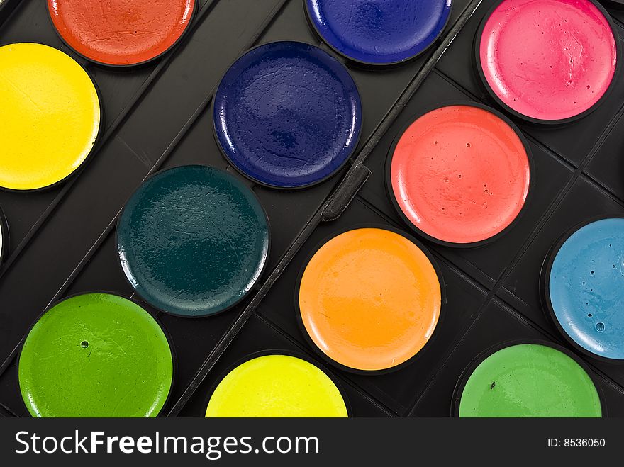 Watercolor colorful paints set background. Watercolor colorful paints set background.