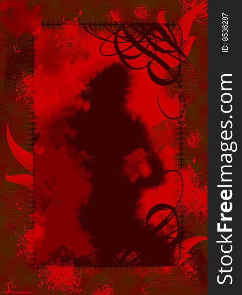 A woman silhouette on red designed background. A woman silhouette on red designed background