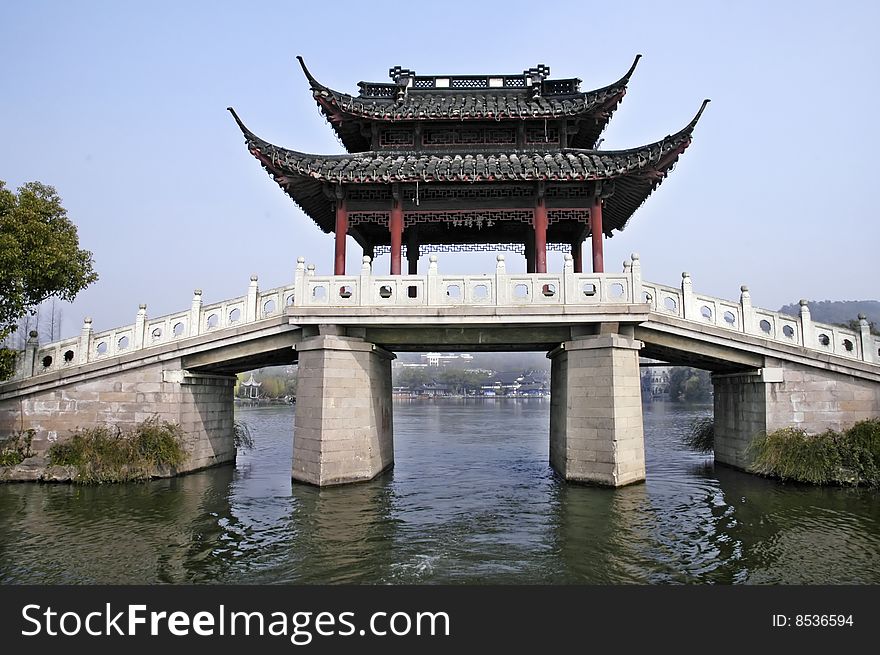 The bridge with summerhouse in china