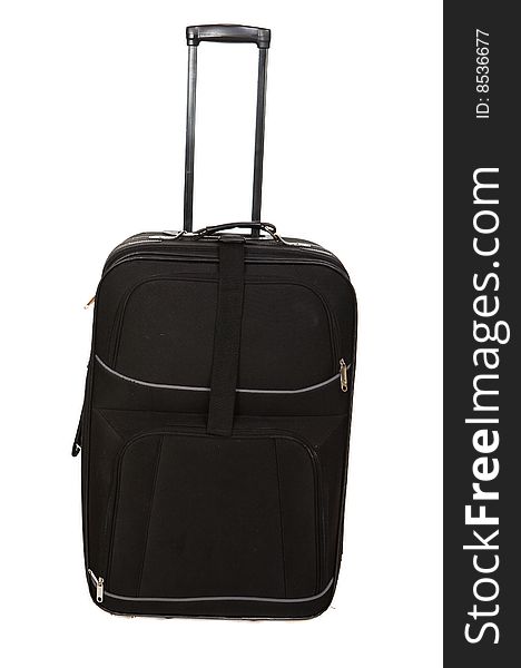 Black suitcase on white background