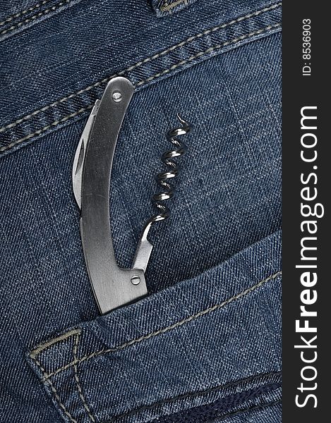 Background jeans with kitchen utensil