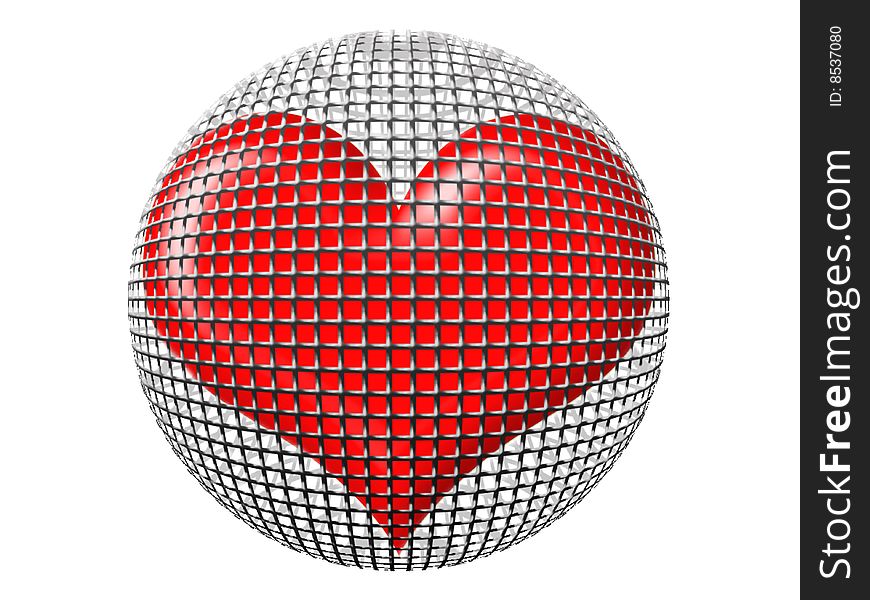 Vector heart isolated on sphere. Vector heart isolated on sphere